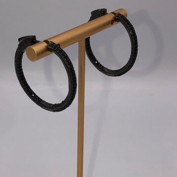 2ct Black Sapphire Hoops - Picture 10 of 14